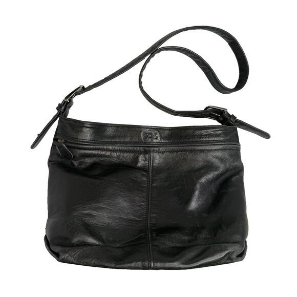 SAS San Antonio Shoemakers Black Leather Hobo Bag Made USA12"x10"x4" EUC